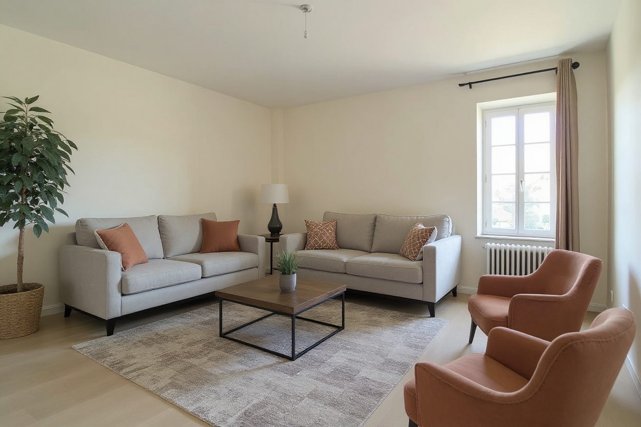 Salon meublé par l'outil, exemple de rendu